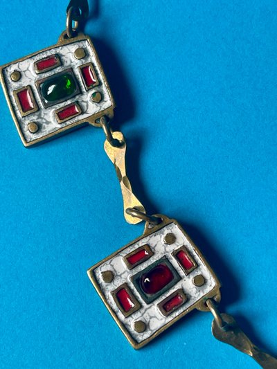 DOMINIQUE PIÉCHAUD (1922-2011). BRONZE AND ENAMEL NECKLACE: 50s-60s