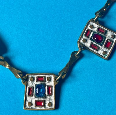 DOMINIQUE PIÉCHAUD (1922-2011). BRONZE AND ENAMEL NECKLACE: 50s-60s