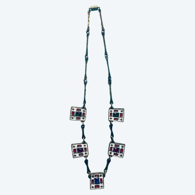 DOMINIQUE PIÉCHAUD (1922-2011). BRONZE AND ENAMEL NECKLACE: 50s-60s