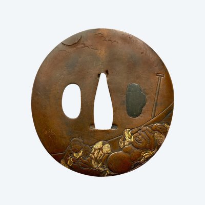 Tsuba En Sentoku, with Two Figures ; Signed - Japan - Edo period (1606 - 1868)