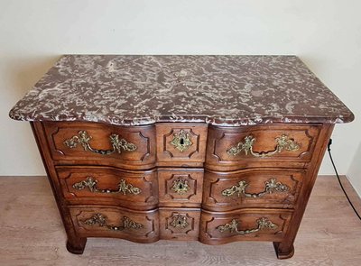 Louis XIV period Solid walnut crossbow chest of drawers