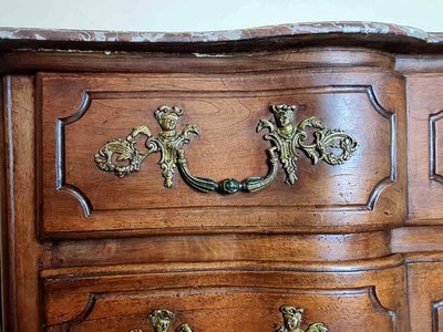 Louis XIV period Solid walnut crossbow chest of drawers