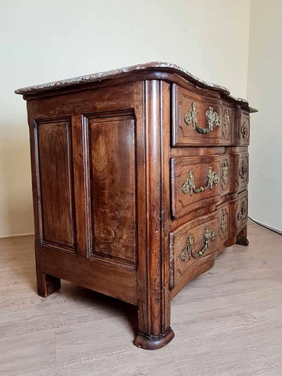 Louis XIV period Solid walnut crossbow chest of drawers