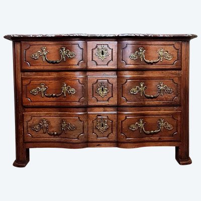 Louis XIV period Solid walnut crossbow chest of drawers