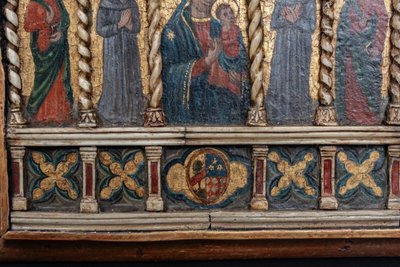 Painted wooden panel Neo-Gothic biblical scene