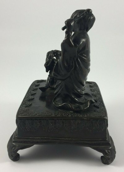 Bronze Japan chocolate patina witch casting spells 19th century