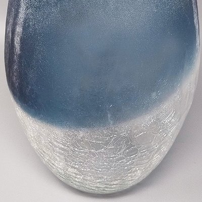 1970s Astonishing Blue Vase by Arte Vetro in Frosted Glass. Made in Italy