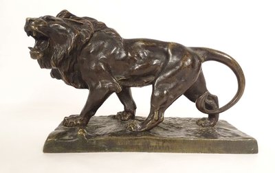 Sculpture Bronze Hippolyte Marius Galy Lion Rugissant Animalier XIXè Siècle