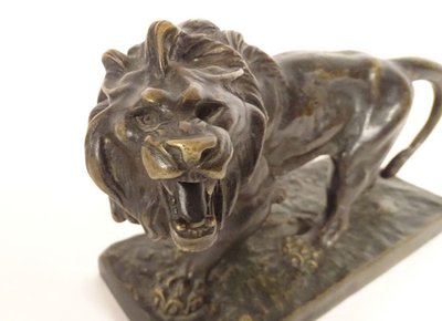 Sculpture Bronze Hippolyte Marius Galy Lion Rugissant Animalier XIXè Siècle