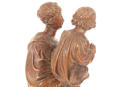 Sculpture Statue Vierge à l'Enfant Jésus Buis Sculpté 40cm Fin XVIIIème