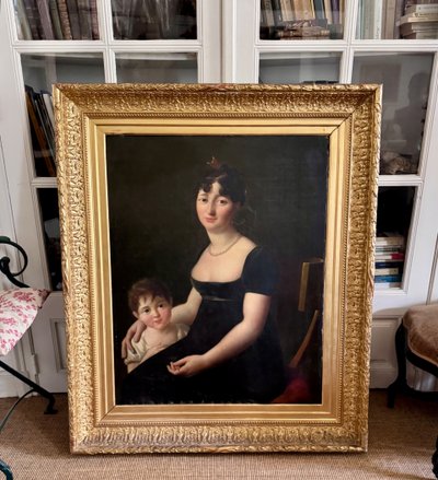 Large portrait of a woman and her child Empire period