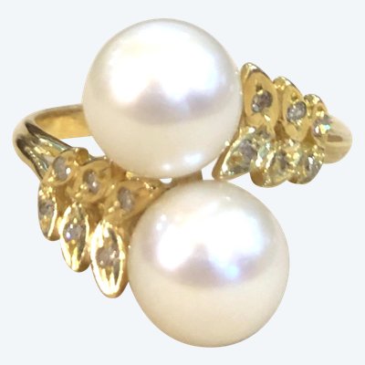 toi et moi pearls ring