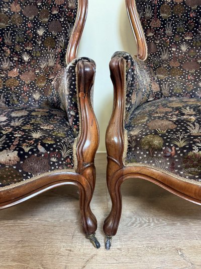 Pair Of Louis XV Style Bergères In Walnut