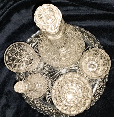 Rare 6-piece Baccarat crystal night service