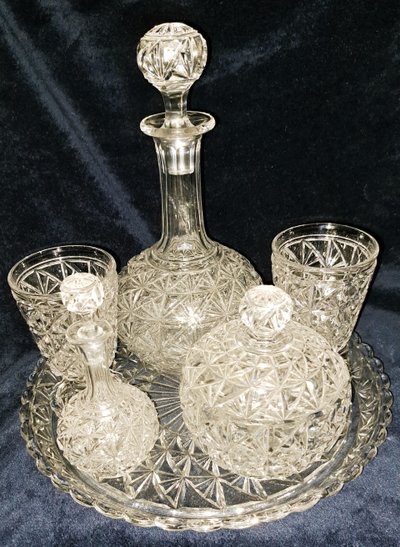 Rare 6-piece Baccarat crystal night service