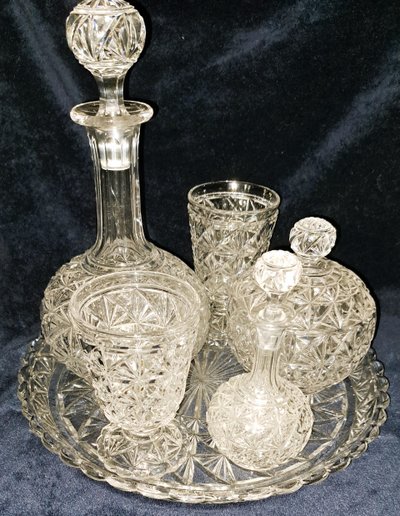 Rare 6-piece Baccarat crystal night service