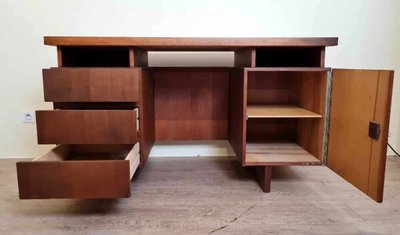 Scandinavian Teak Center Desk With Beautiful Original Patina Circa 1960