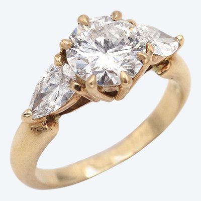 Engagement 2.40 Ct Diamond Ring In 18k Gold, 1.70 Ct Brilliant Cut Diamond , Vintage Jewelry