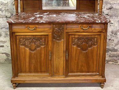 Buffet Deux Corps Style Louis XVI En Noyer Blond