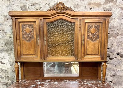 Buffet Deux Corps Style Louis XVI En Noyer Blond