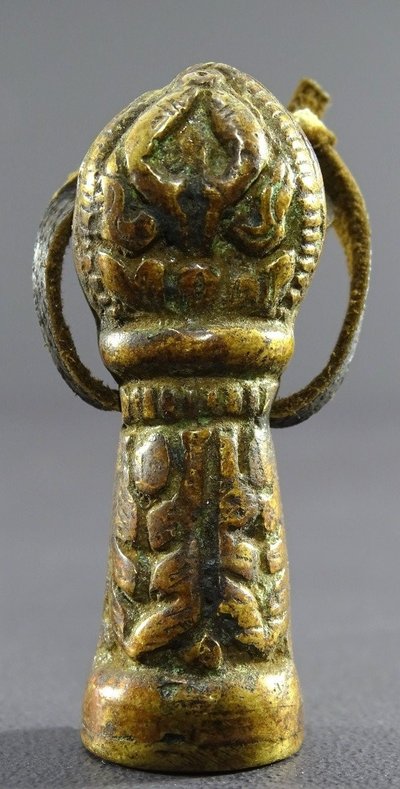 Tibet, 18th Century, Rare Bronze Buddhist Seal with Auspicious Symbols.