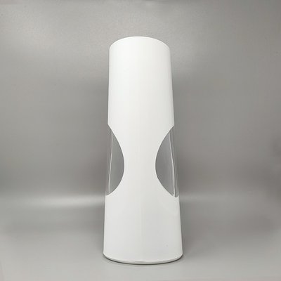 1970s Astonishing White Space Age vase by Linea Glass. Made in Italy