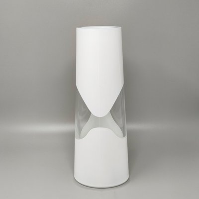 1970s Astonishing White Space Age vase by Linea Glass. Made in Italy