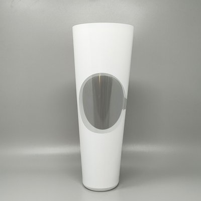 1970s Astonishing White Space Age vase by Linea Glass. Made in Italy