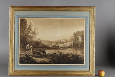 PAIR OF WASH DRAWINGS AFTER CLAUDE GELÉE KNOWN AS LE LORRAIN 18TH CENTURY SCHOOL