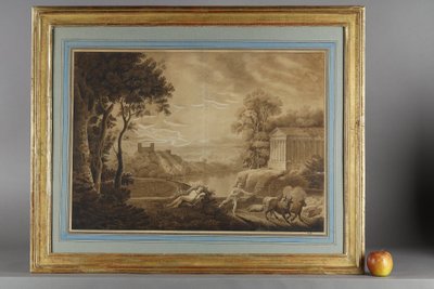 PAIR OF WASH DRAWINGS AFTER CLAUDE GELÉE KNOWN AS LE LORRAIN 18TH CENTURY SCHOOL