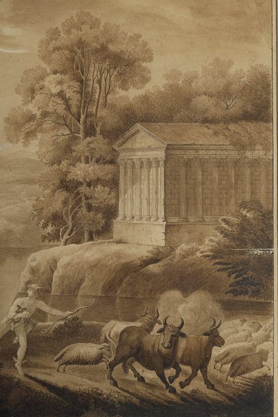 PAIR OF WASH DRAWINGS AFTER CLAUDE GELÉE KNOWN AS LE LORRAIN 18TH CENTURY SCHOOL