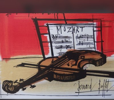 Still life with violin by Bernard Buffet