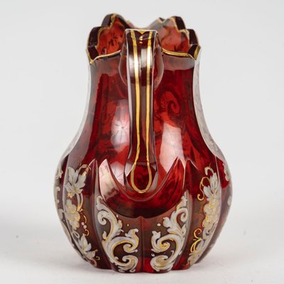 A Red Bohemian Crystal Miniature Pitcher, Late 19th Century