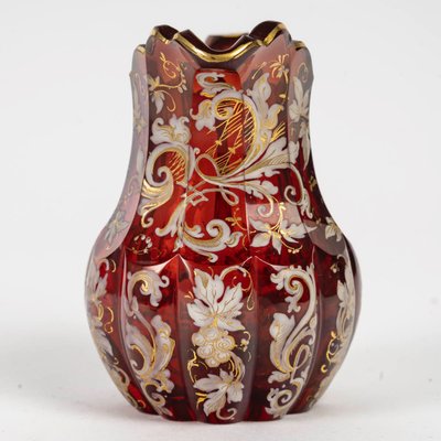 A Red Bohemian Crystal Miniature Pitcher, Late 19th Century