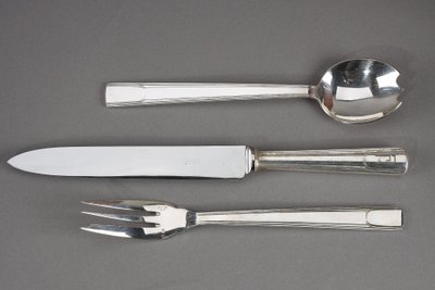 FLATWARE CHRISTOFLE SILVER-PLATED METAL CUTLERY SET GABON MODEL