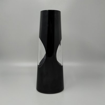 Vase noir étonnant de l'âge de l'espace des années 1970 par Linea Glass. Fabriqué en Italie