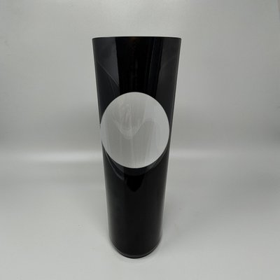 1970s Astonishing Black Space Age vase by Linea Glass. Made in Italy