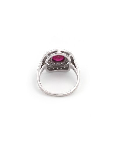 Ruby And Diamond Ring In 18k White Gold, Brilliant Cut Diamonds, 0.84 Ct Ruby