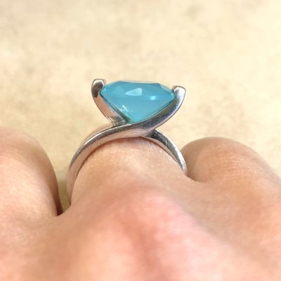 Silver ring with blue stone