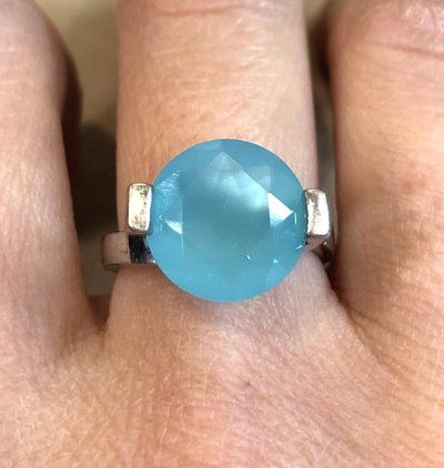 Silver ring with blue stone