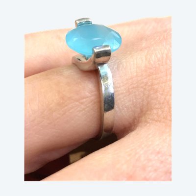 Silver ring with blue stone