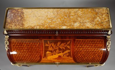 LOUIS XVI STYLE CYLINDER DESK IN MARQUETRY AND GILT BRONZES, LATE 19TH CENTURY