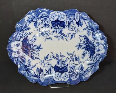 Large intense blue Vieillard dish with an atypical shape