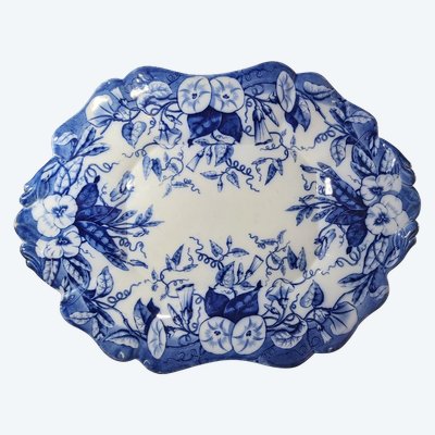 Large intense blue Vieillard dish with an atypical shape