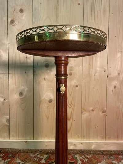 Louis XVI style tripod rack and pinion pedestal table