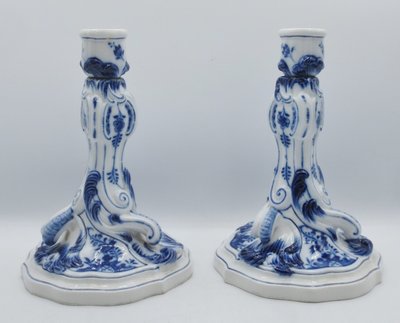 Meissen porcelain candlesticks.