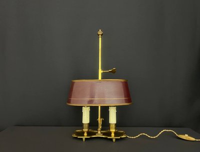 Small Bronze and Brass Bouillote Lamp, 20th Century.