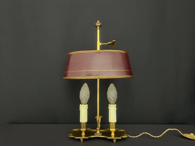 Small Bronze and Brass Bouillote Lamp, 20th Century.