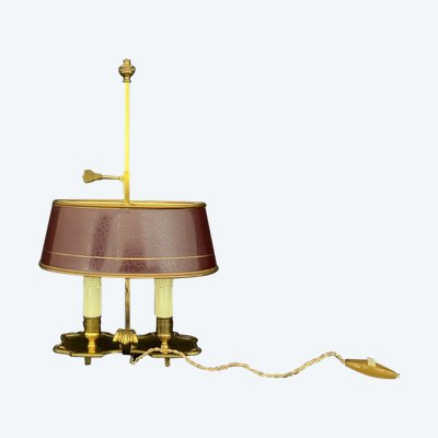 Small Bronze and Brass Bouillote Lamp, 20th Century.