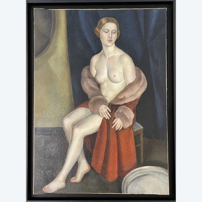 Leonid FRECHKOP (1897–1982), "Nude with a Fur Coat"